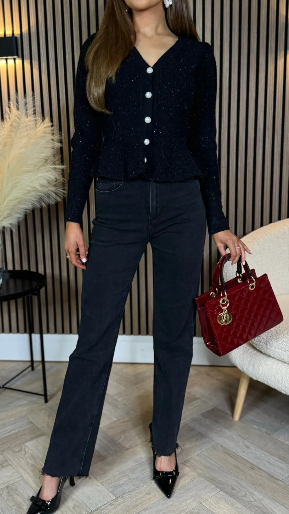 brennan_black_straight_le_1.webp REDIAL Jeans^Brennan Black Straight Leg Frayed Hem Jeans