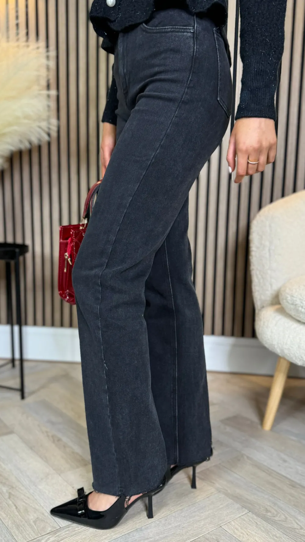brennan_black_straight_le_2.webp REDIAL Jeans^Brennan Black Straight Leg Frayed Hem Jeans