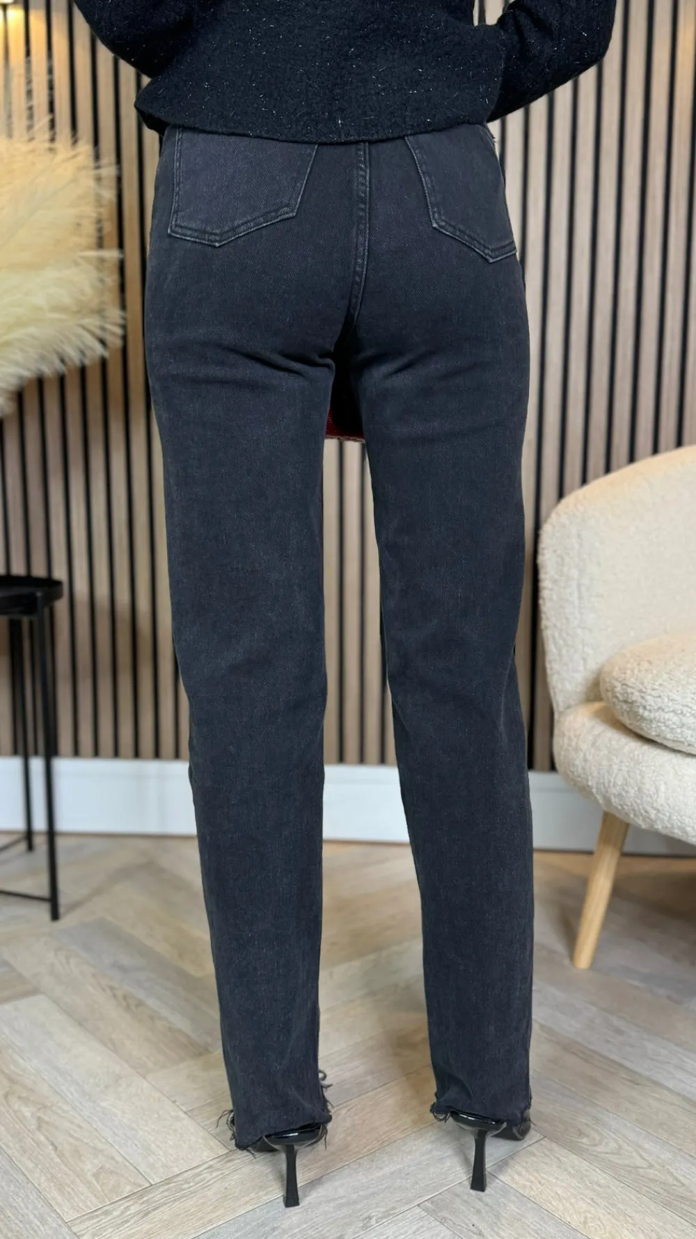 brennan_black_straight_le_6.webp REDIAL Jeans^Brennan Black Straight Leg Frayed Hem Jeans