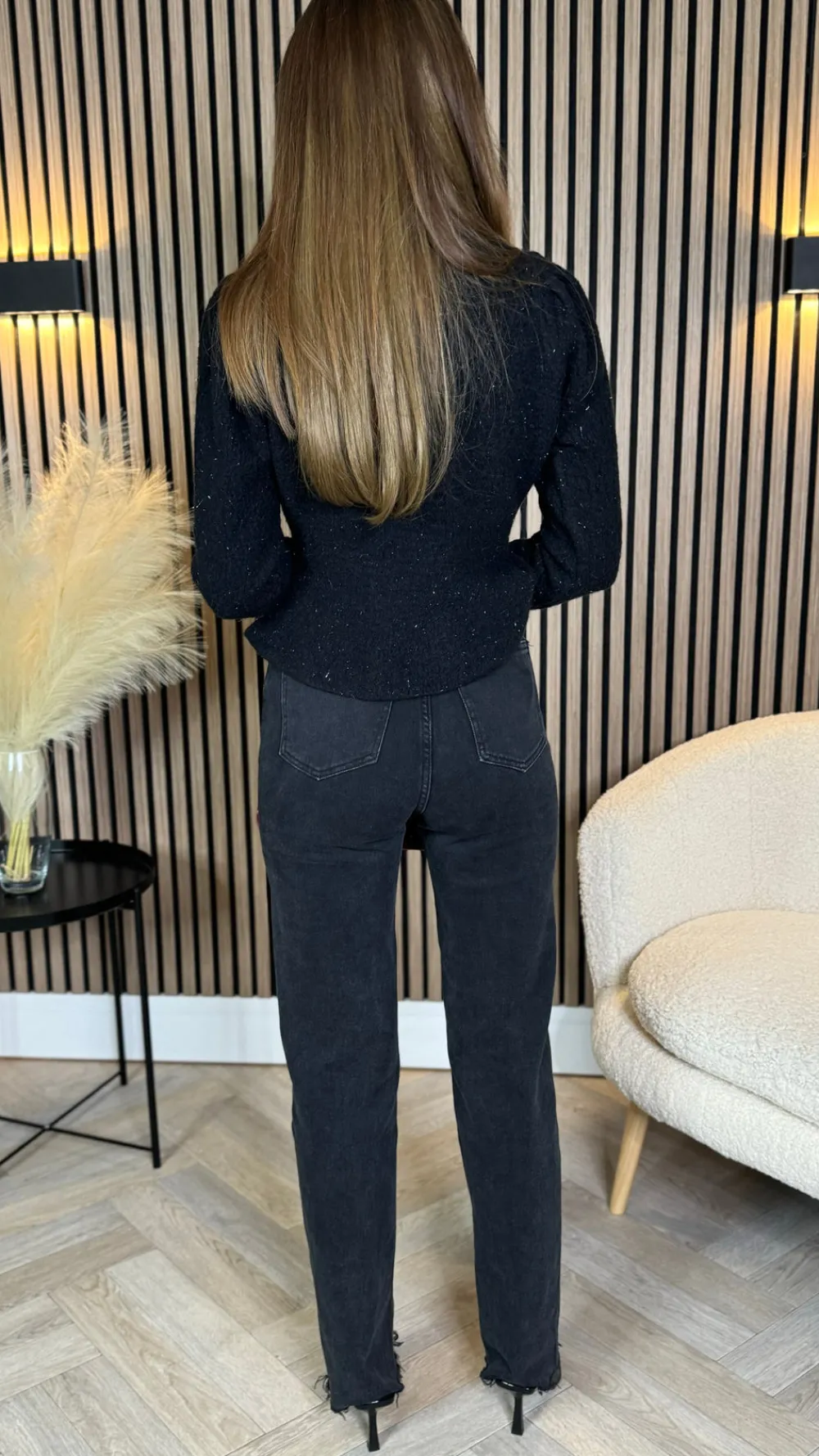 brennan_black_straight_le_7.webp REDIAL Jeans^Brennan Black Straight Leg Frayed Hem Jeans