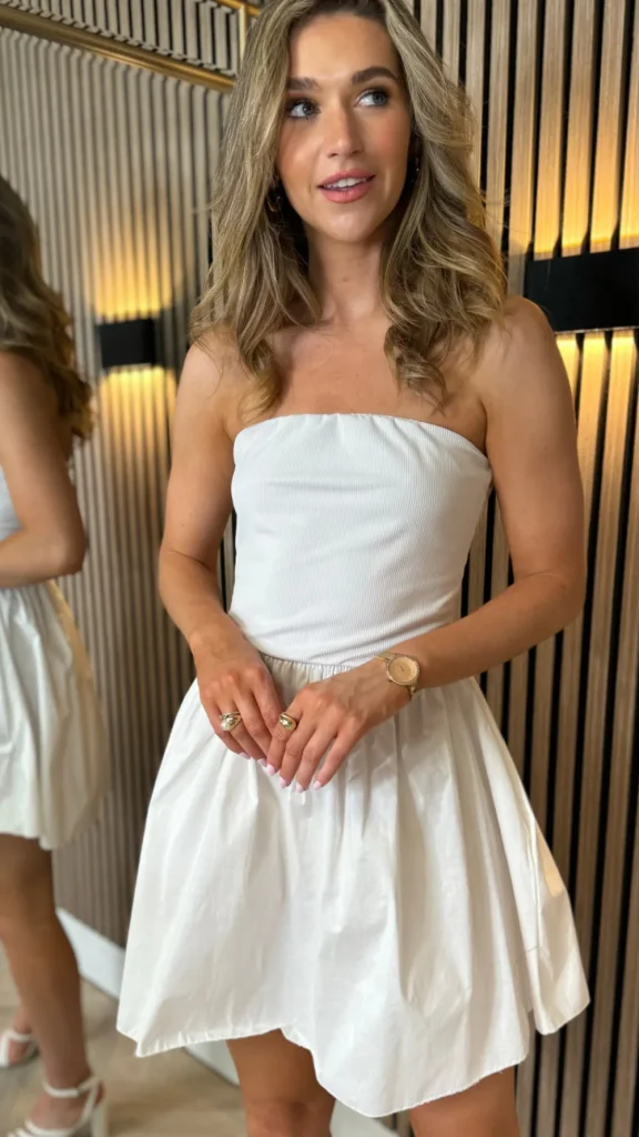 PARIS FASHION SHOPS Going Out Dresses | Mini Dresses^Brennan White Bandeau Full Skirt Mini Dress