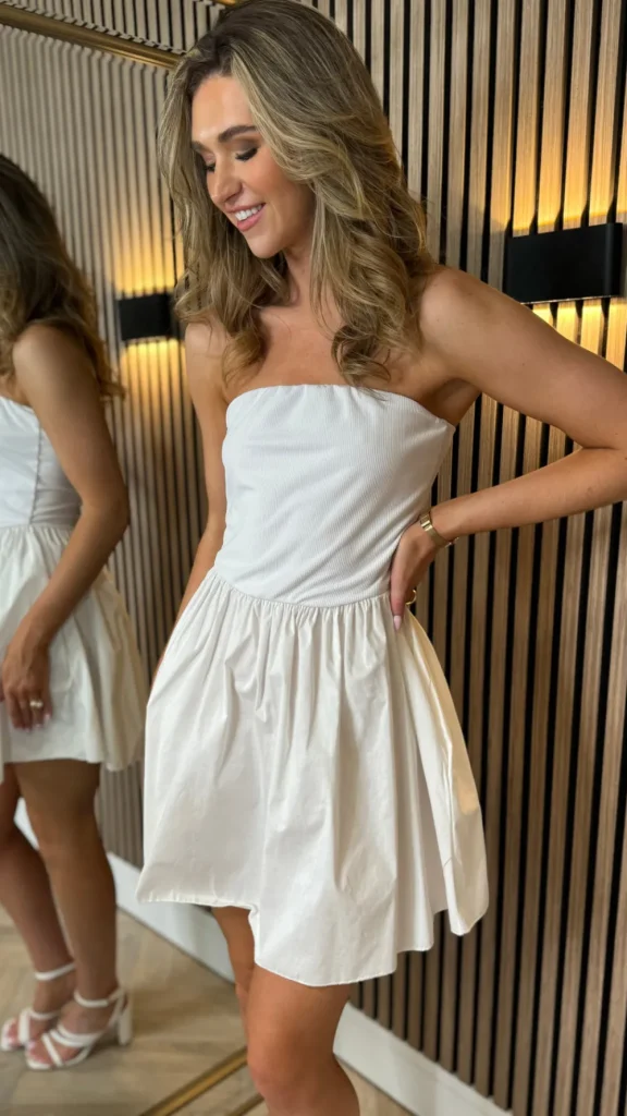 PARIS FASHION SHOPS Going Out Dresses | Mini Dresses^Brennan White Bandeau Full Skirt Mini Dress