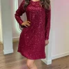 ESTEE BROWN Going Out Dresses | Occasion Dresses^Brogan Burgundy Bow Detail Sequin Mini Dress