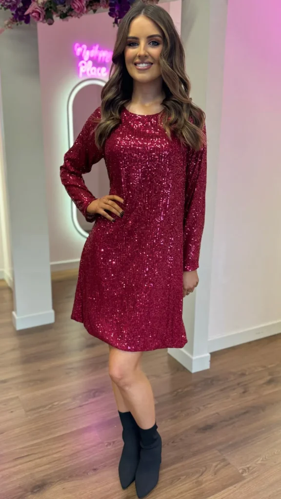 ESTEE BROWN Going Out Dresses | Occasion Dresses^Brogan Burgundy Bow Detail Sequin Mini Dress