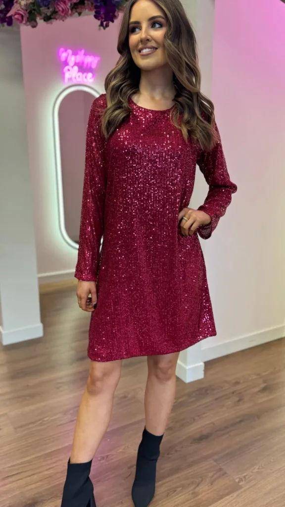ESTEE BROWN Going Out Dresses | Occasion Dresses^Brogan Burgundy Bow Detail Sequin Mini Dress