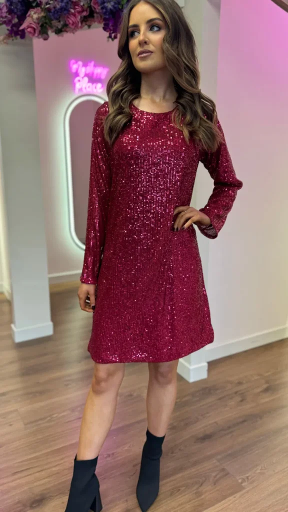 ESTEE BROWN Going Out Dresses | Occasion Dresses^Brogan Burgundy Bow Detail Sequin Mini Dress