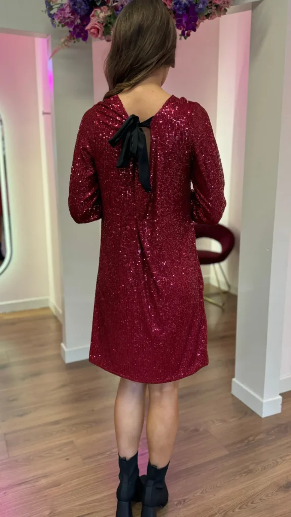 ESTEE BROWN Going Out Dresses | Occasion Dresses^Brogan Burgundy Bow Detail Sequin Mini Dress
