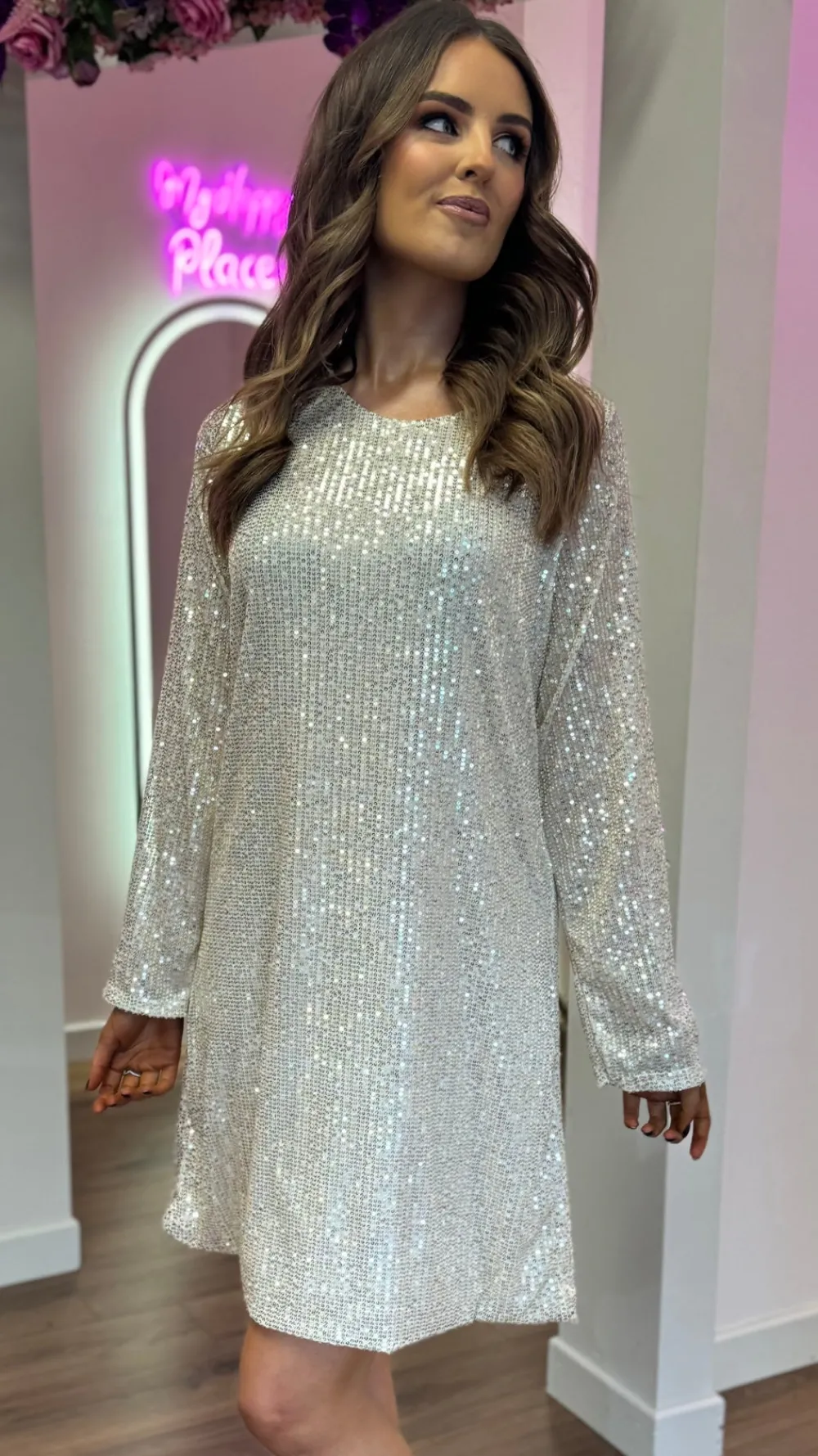 brogan_champagne_bow_deta_2.webp ESTEE BROWN Going Out Dresses | Occasion Dresses^Brogan Champagne Bow Detail Sequin Mini Dress