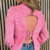 LUCCE Tops | Knitwear^Bronagh Rose Pink Knitted Tie Back Jumper