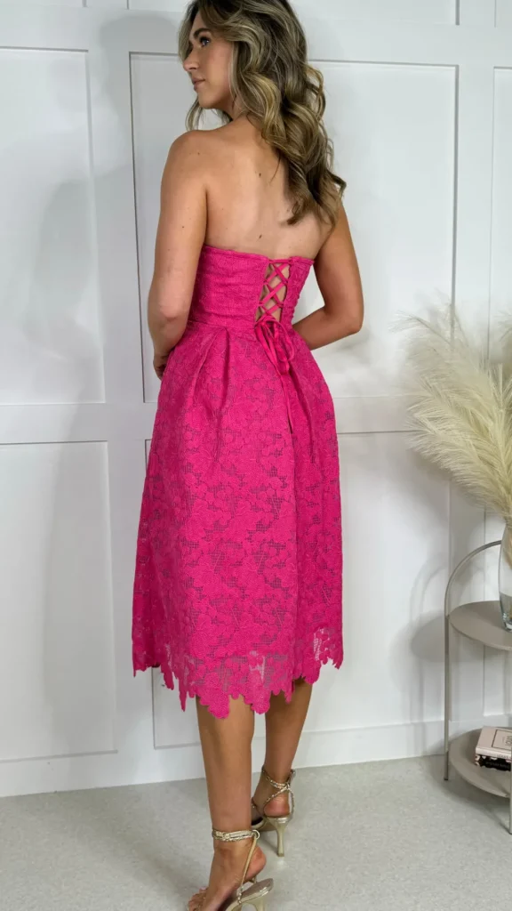 PARIS FASHION SHOPS Going Out Dresses | Occasion Dresses^Bronwyn Fuchsia Bandeau Floral Patterned Midi Dress