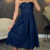 PARIS FASHION SHOPS Going Out Dresses | Occasion Dresses^Bronwyn Navy Bandeau Floral Patterned Midi Dress