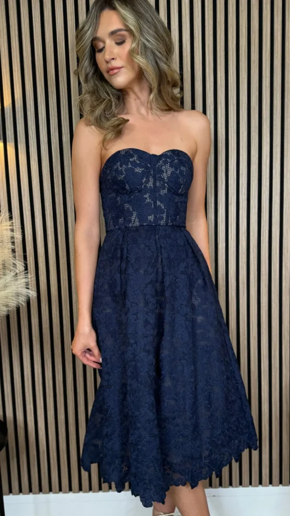 PARIS FASHION SHOPS Going Out Dresses | Occasion Dresses^Bronwyn Navy Bandeau Floral Patterned Midi Dress