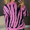ESTEE BROWN Knitwear^Brooke Pink & Black Printed Knit Jumper