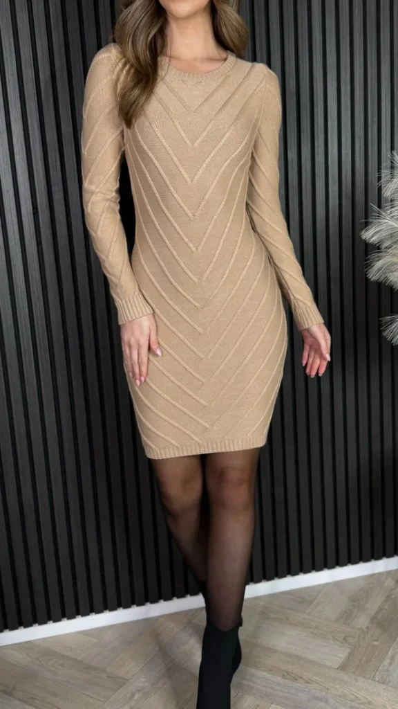 MOOCCI Knitwear | Day Dresses^Byrne Camel Ribbed Detail Jumper Dress