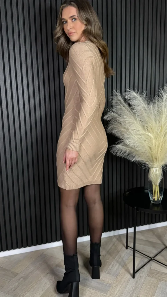 MOOCCI Knitwear | Day Dresses^Byrne Camel Ribbed Detail Jumper Dress