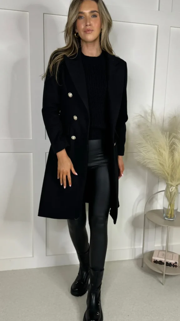ROSY DAYS DESVENCHY Coats & Jackets^Camilla Black Collared Gold Button Detail Coat