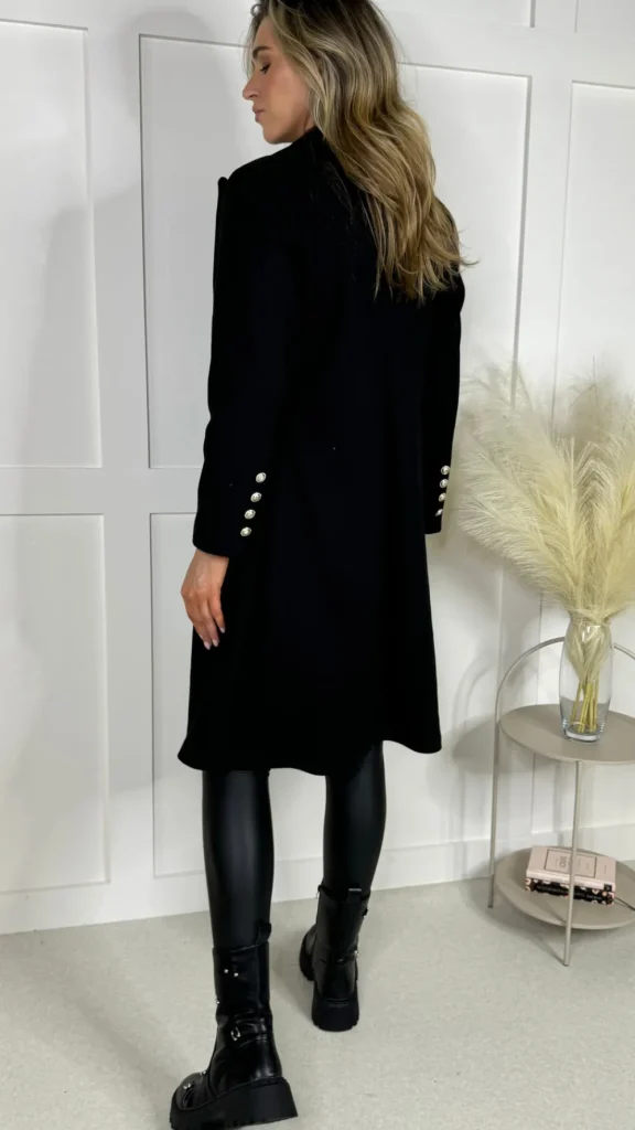 ROSY DAYS DESVENCHY Coats & Jackets^Camilla Black Collared Gold Button Detail Coat
