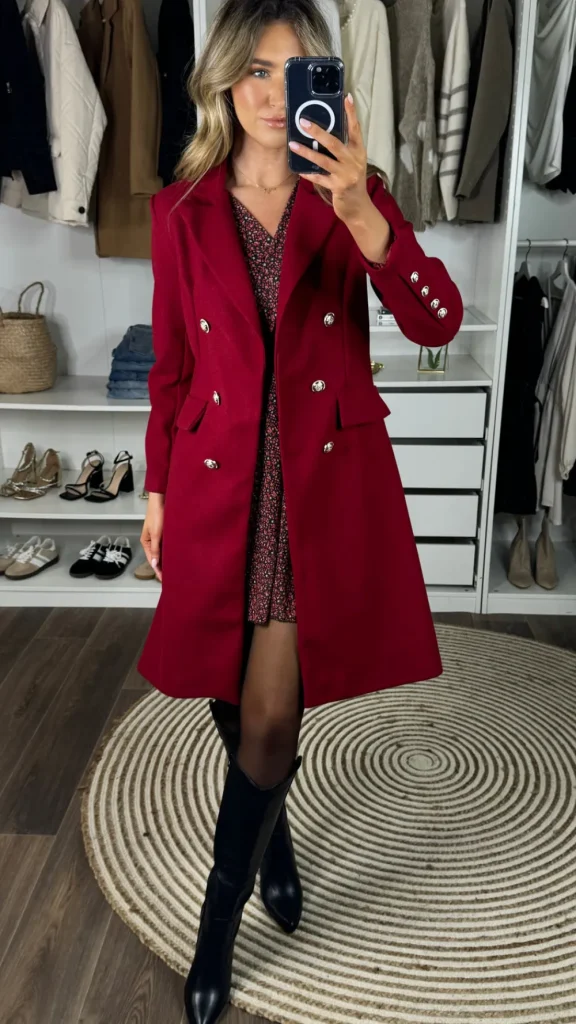 ROSY DAYS DESVENCHY Coats & Jackets^Camilla Burgundy Collared Gold Button Detail Coat