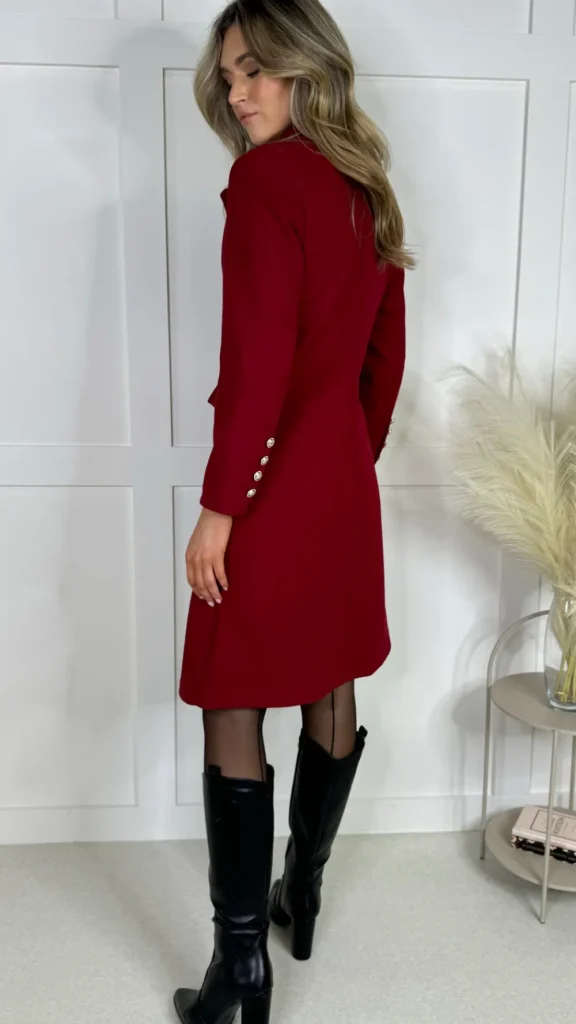ROSY DAYS DESVENCHY Coats & Jackets^Camilla Burgundy Collared Gold Button Detail Coat