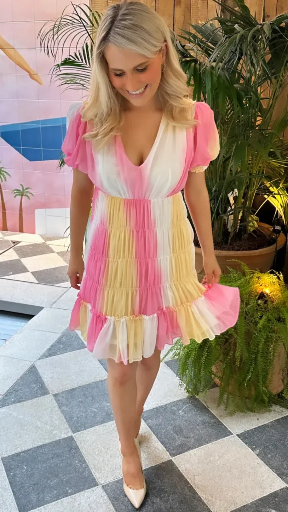 CC Day Dresses | Going Out Dresses^Campbell Pink & Yellow Puff Sleeve Mini Dress