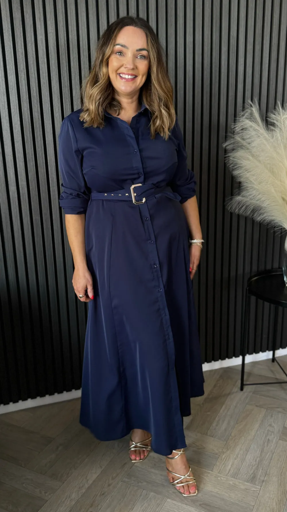 cara_navy_belted_shirt_mi_1.webp GIRL IN MIND Going Out Dresses | Occasion Dresses^Cara Navy Belted Shirt Midi Dress
