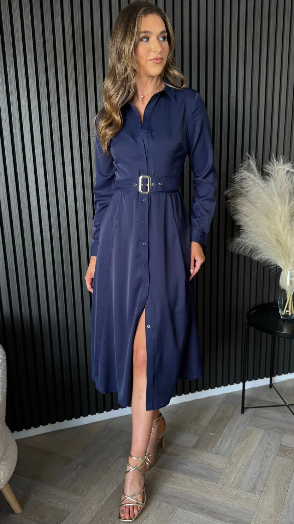 cara_navy_belted_shirt_mi_2.webp GIRL IN MIND Going Out Dresses | Occasion Dresses^Cara Navy Belted Shirt Midi Dress
