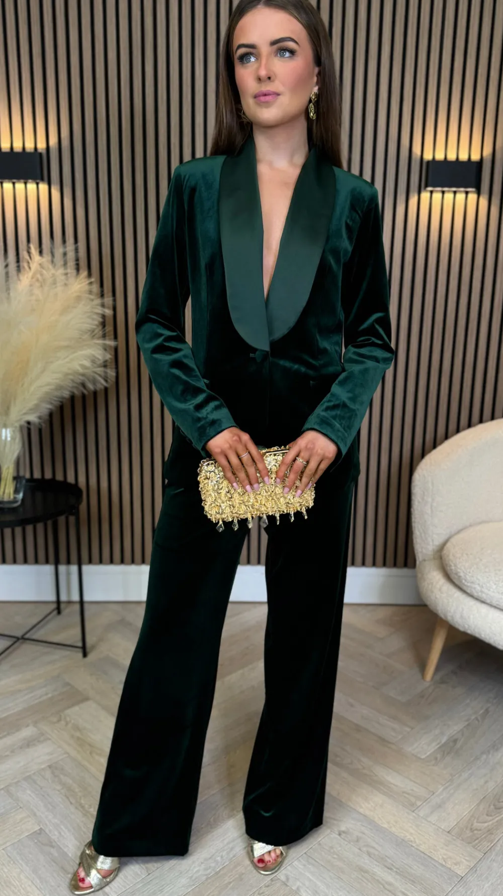 carina_forest_green_velve_1.webp ATTENTIF Co-ords | Blazers^Carina Forest Green Velvet Trousers & Blazer Co-Ord