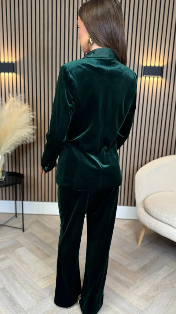 ATTENTIF Co-ords | Blazers^Carina Forest Green Velvet Trousers & Blazer Co-Ord