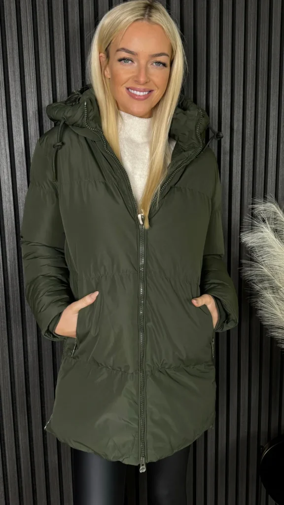 COPPEROSE Coats & Jackets^Carmella Khaki Puffer Hooded Coat