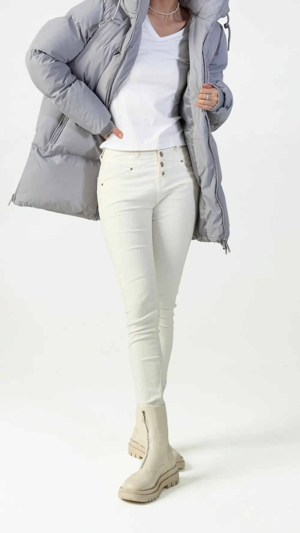 carmella_light_grey_puffe_0.webp COPPEROSE Coats & Jackets^Carmella Light Grey Puffer Hooded Coat