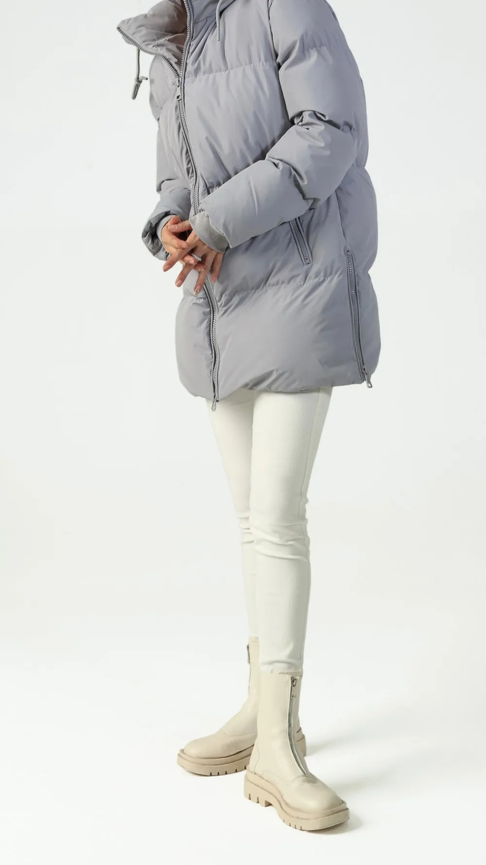 carmella_light_grey_puffe_1.webp COPPEROSE Coats & Jackets^Carmella Light Grey Puffer Hooded Coat