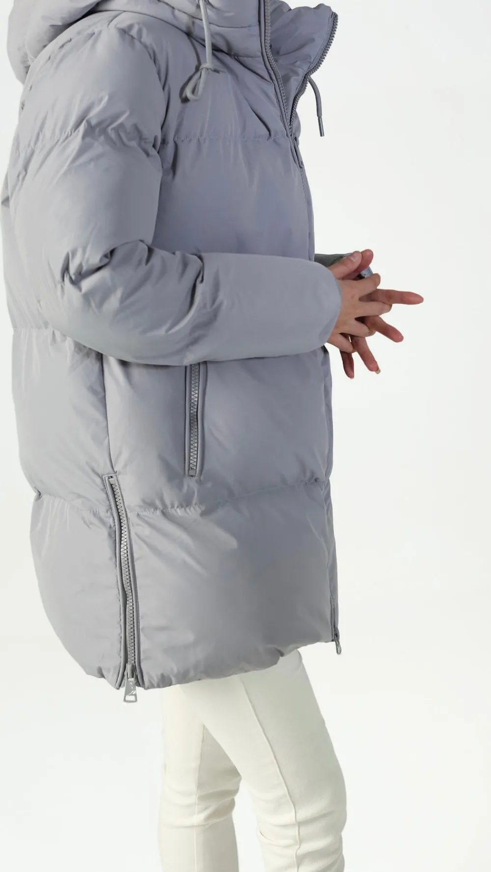carmella_light_grey_puffe_2.webp COPPEROSE Coats & Jackets^Carmella Light Grey Puffer Hooded Coat
