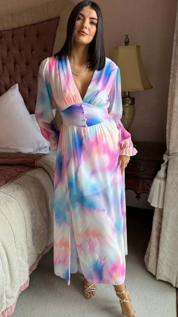 ELLE STYLE Going Out Dresses | Occasion Dresses^Carmen Pink & Blue Multi Ombre Printed Midi Dress