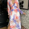 PARIS FASHION SHOPS Going Out Dresses | Occasion Dresses^Carmen Purple & Orange Floral Printed Midi Dress