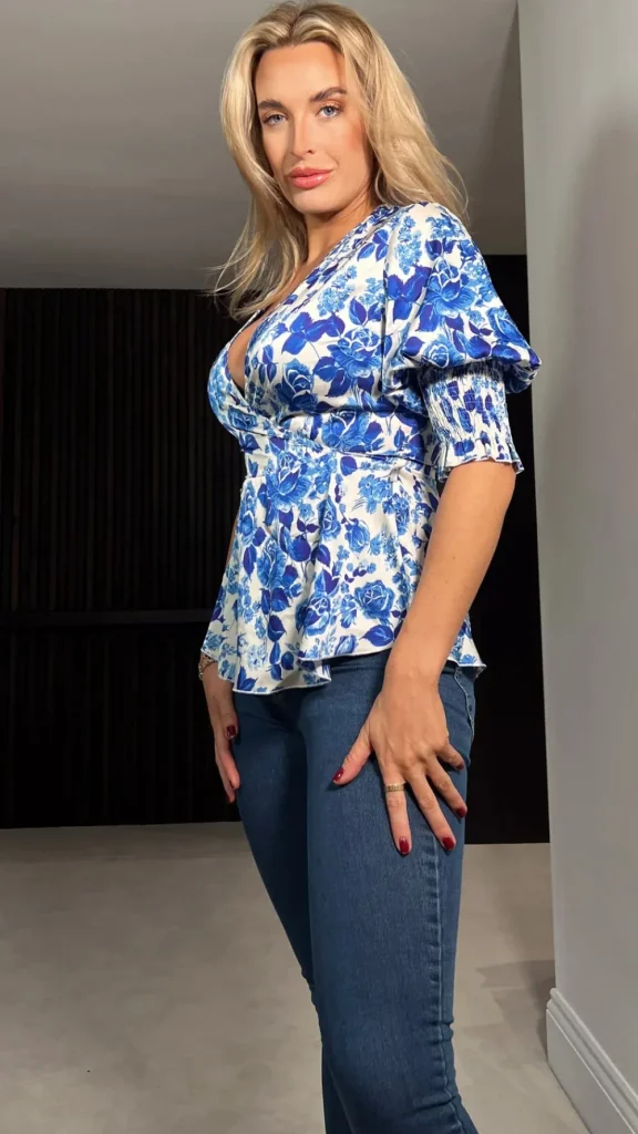 GIRL IN MIND Tops^Carter Blue Floral Tie Waist Wrap Top