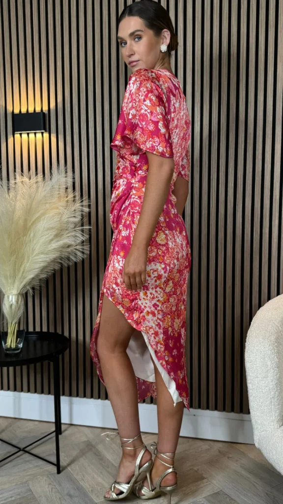 GIRL IN MIND Going Out Dresses | Occasion Dresses^Casey Blush Floral Angel Sleeve Wrap Midi Dress
