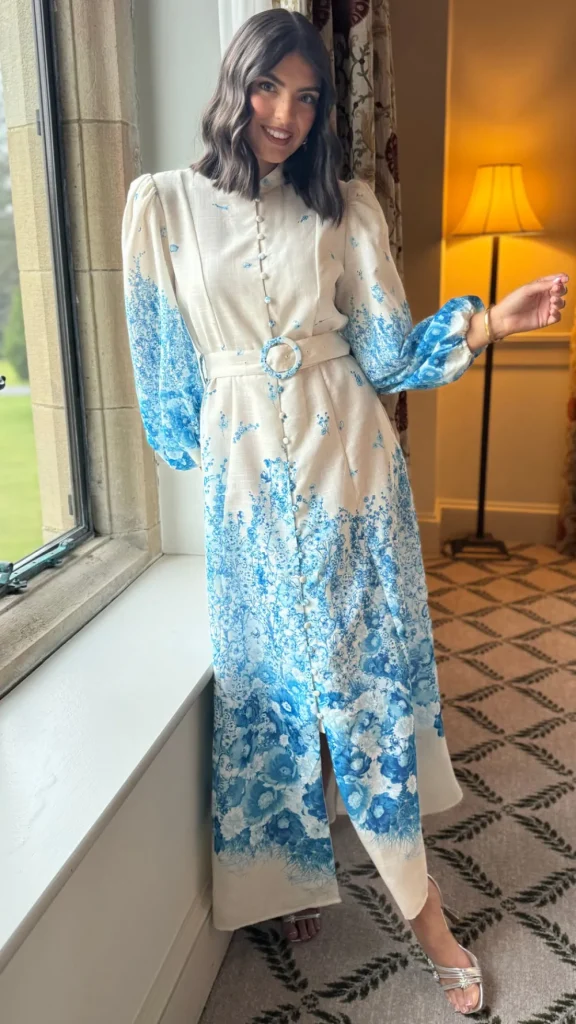 TIMELY Going Out Dresses | Occasion Dresses^Cassie Beige & Blue Floral Printed Midi Dress