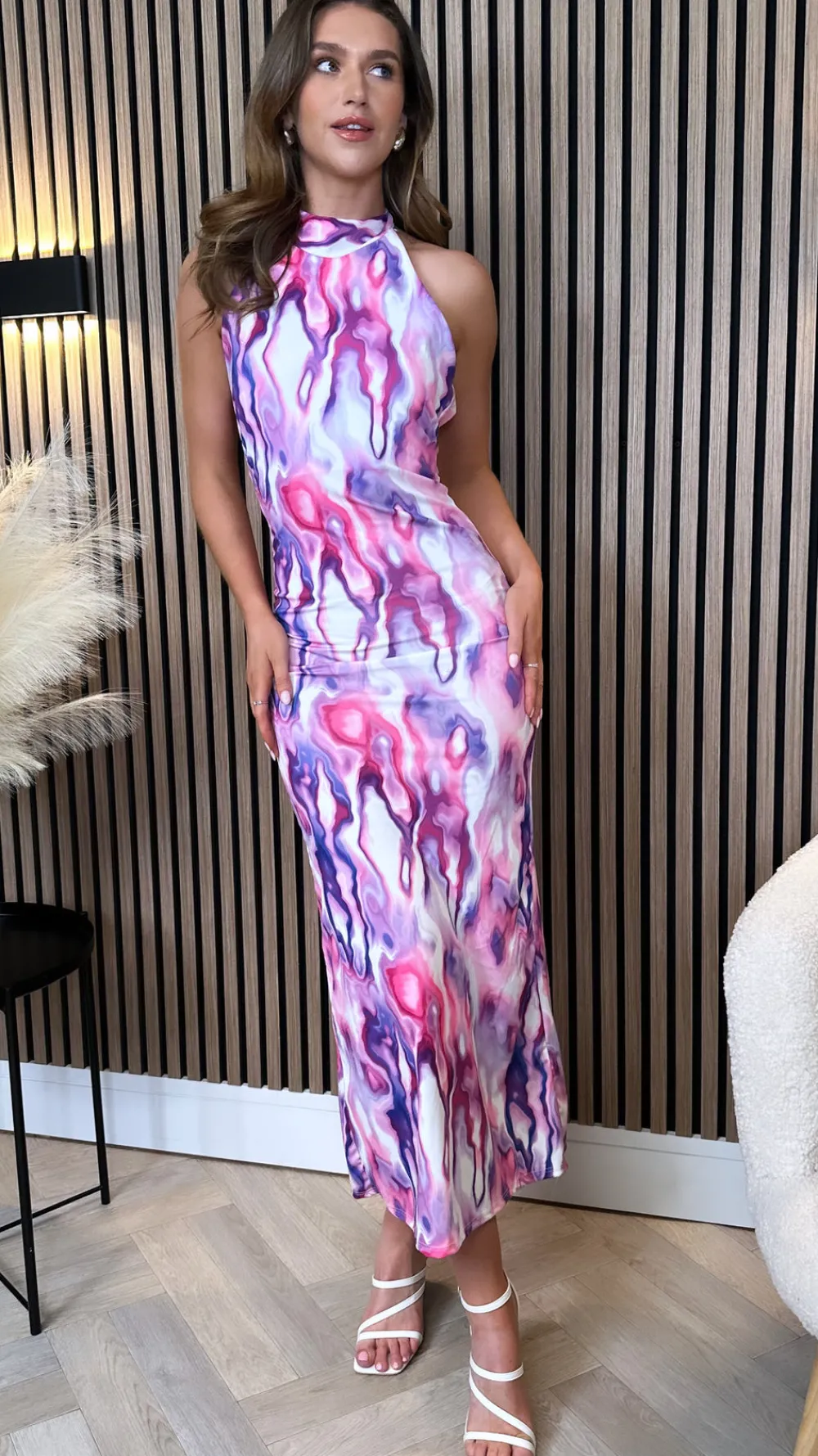 celeste_lilac_printed_hal_0.webp COPPEROSE Occasion Dresses | Midi Dresses^Celeste Lilac Printed Halterneck Midi Dress