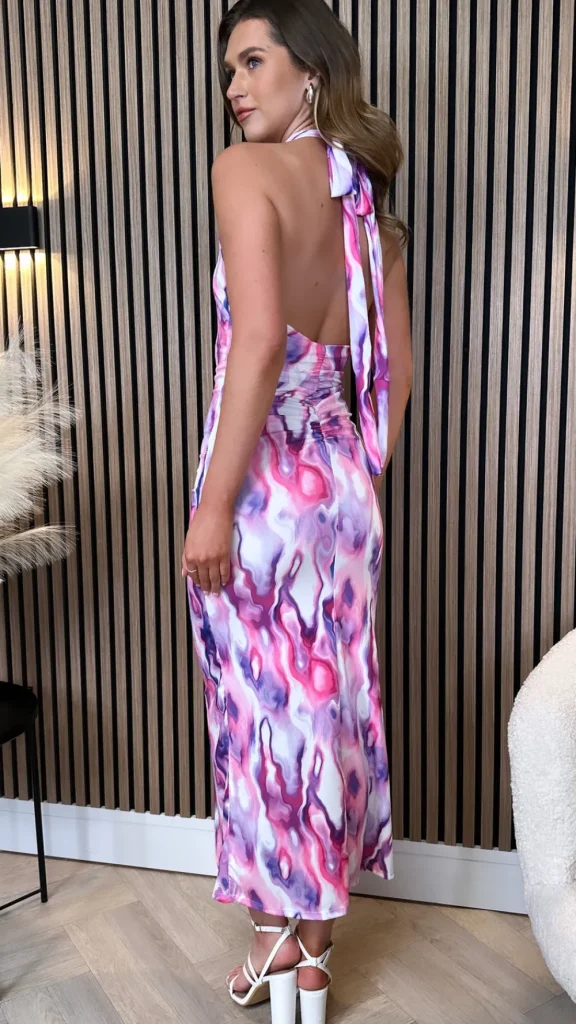 COPPEROSE Occasion Dresses | Midi Dresses^Celeste Lilac Printed Halterneck Midi Dress