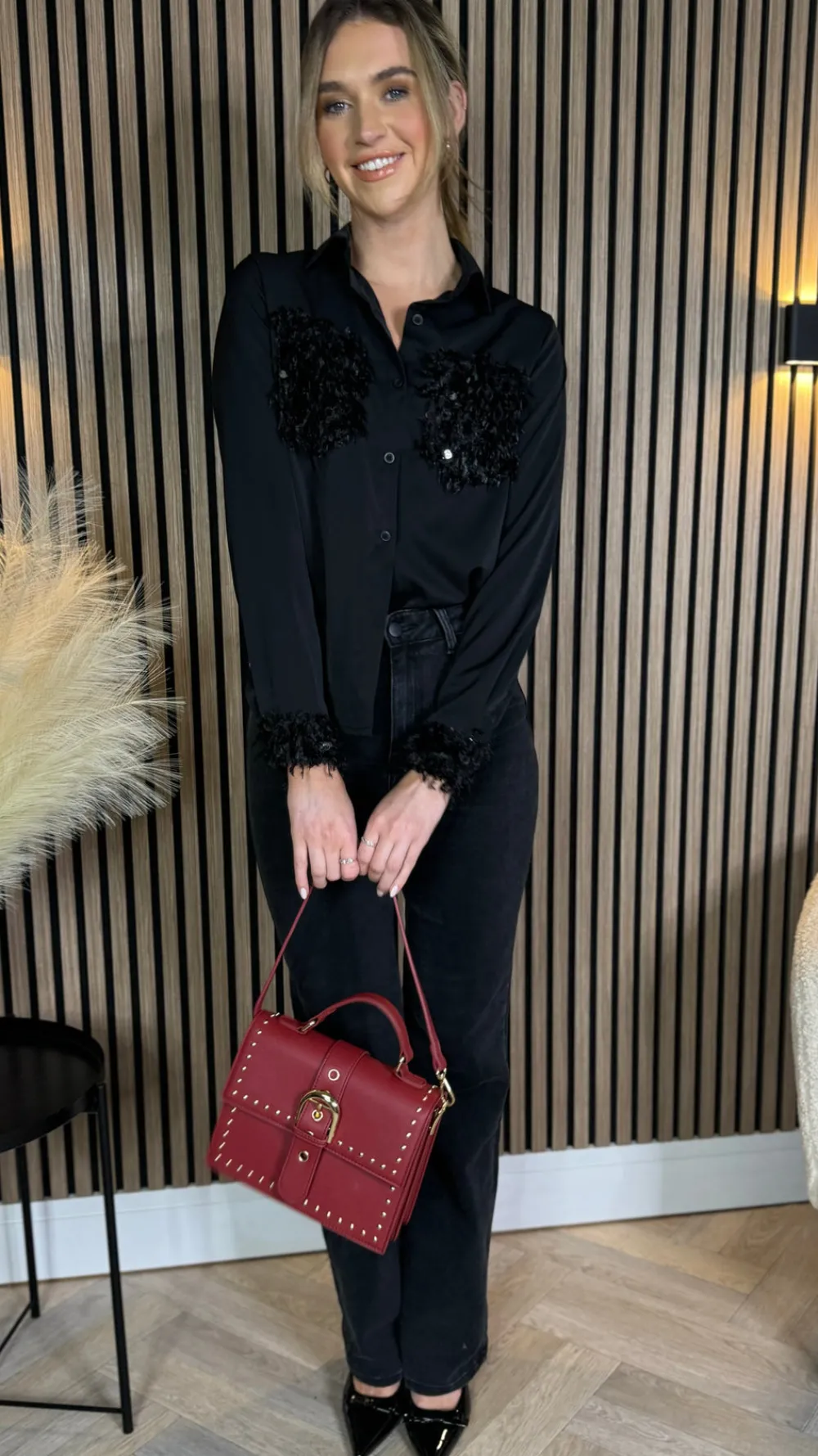 charlotte_black_with_sequ_5.webp UNIKA Tops^Charlotte Black With Sequin Detail Shirt