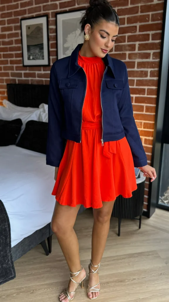 FEELKOO Coats & Jackets^Charmaine Navy Collared Zip Detail Jacket