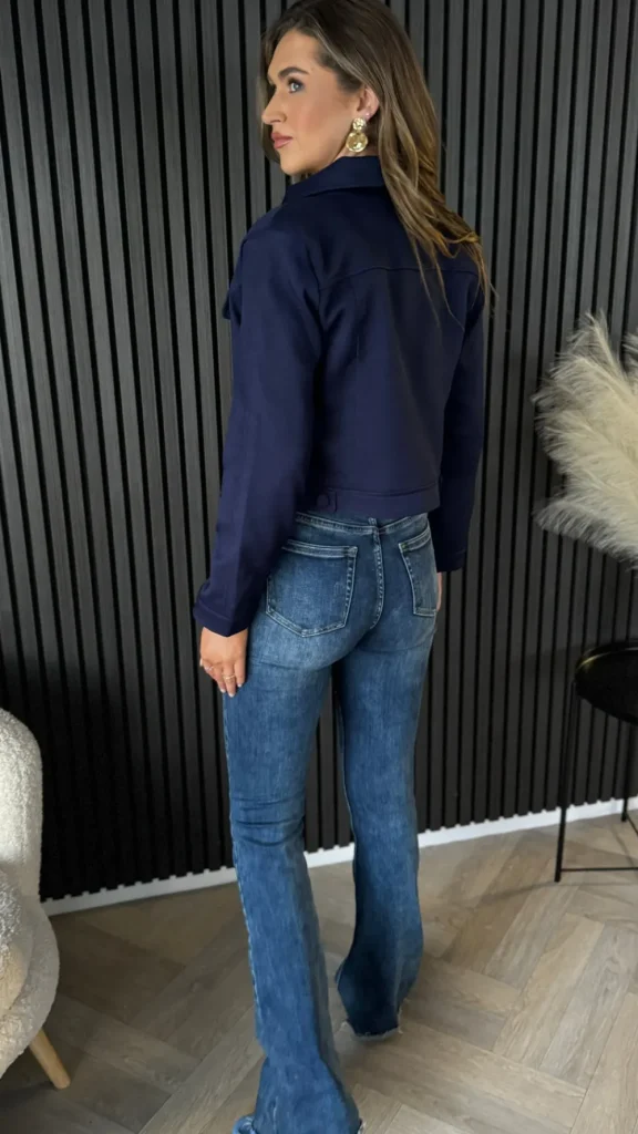 FEELKOO Coats & Jackets^Charmaine Navy Collared Zip Detail Jacket