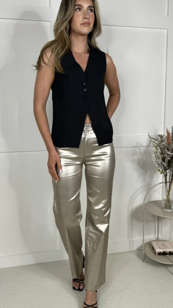PARIS FASHION SHOPS Trousers^Cher Champagne Straight Leg Trousers