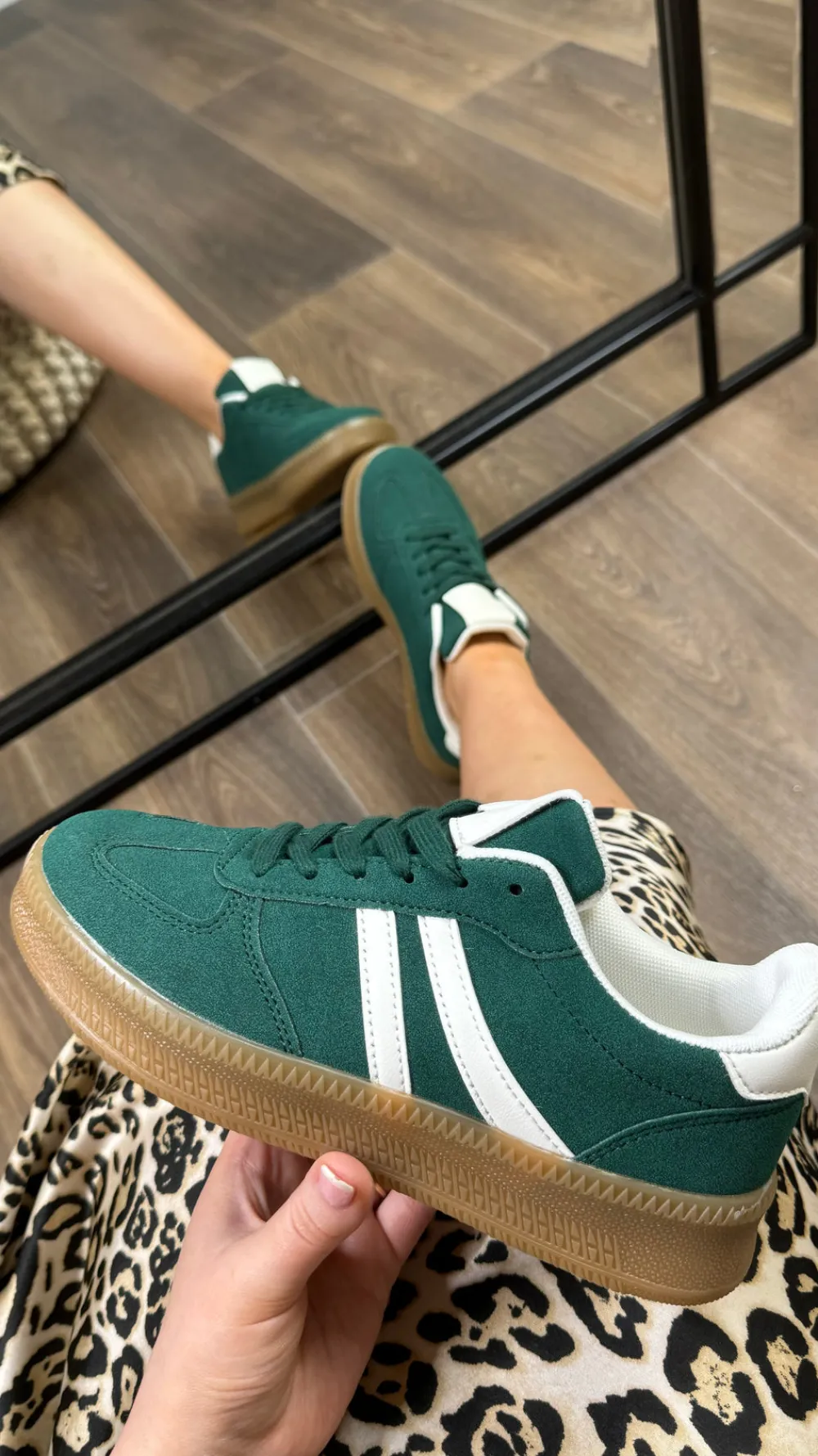 cherice_forest_green_with_1.webp CINK ME Trainers^Cherice Forest Green With White Stripe Trainers