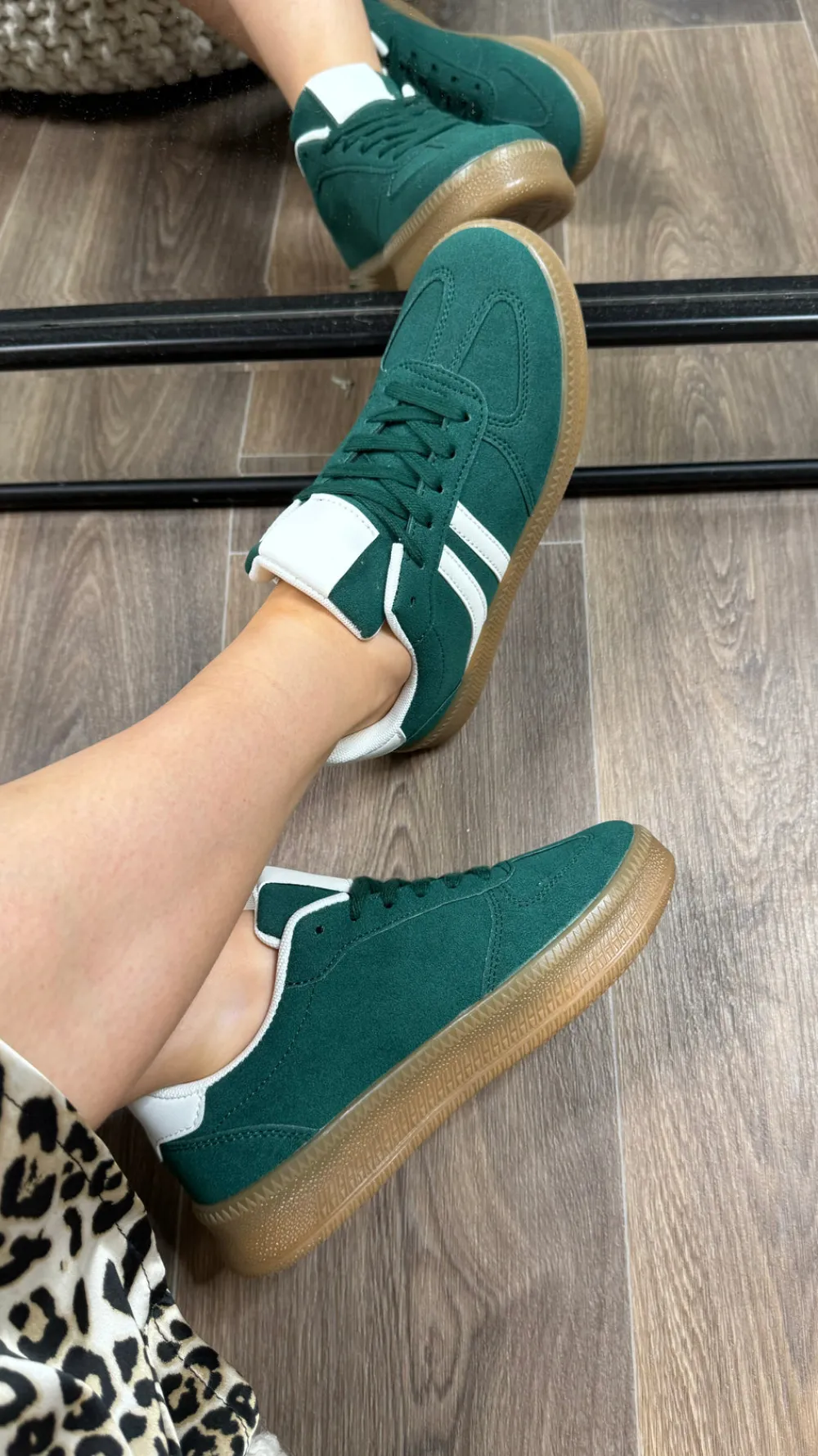 cherice_forest_green_with_2.webp CINK ME Trainers^Cherice Forest Green With White Stripe Trainers