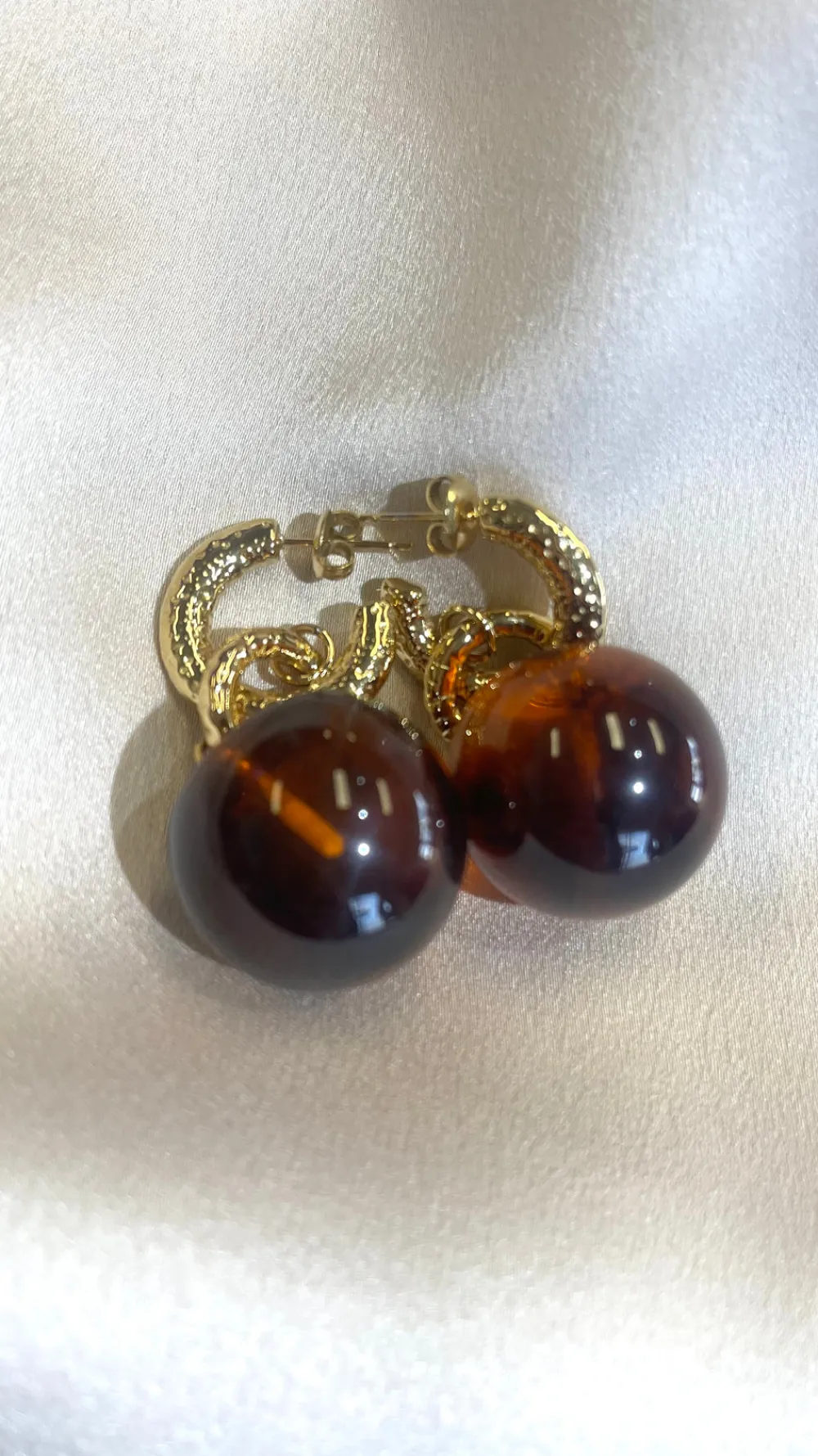 cherie_gold_with_brown_de_1.webp PARIS FASHION SHOPS Jewellery^Cherie Gold With Brown Detail Droplet Earrings