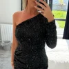 COPPEROSE Fitted Dresses | Going Out Dresses^Cheyene Black One Sleeve Sequin Mini Dress