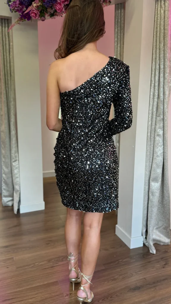 COPPEROSE Fitted Dresses | Going Out Dresses^Cheyene Silver One Sleeve Sequin Mini Dress