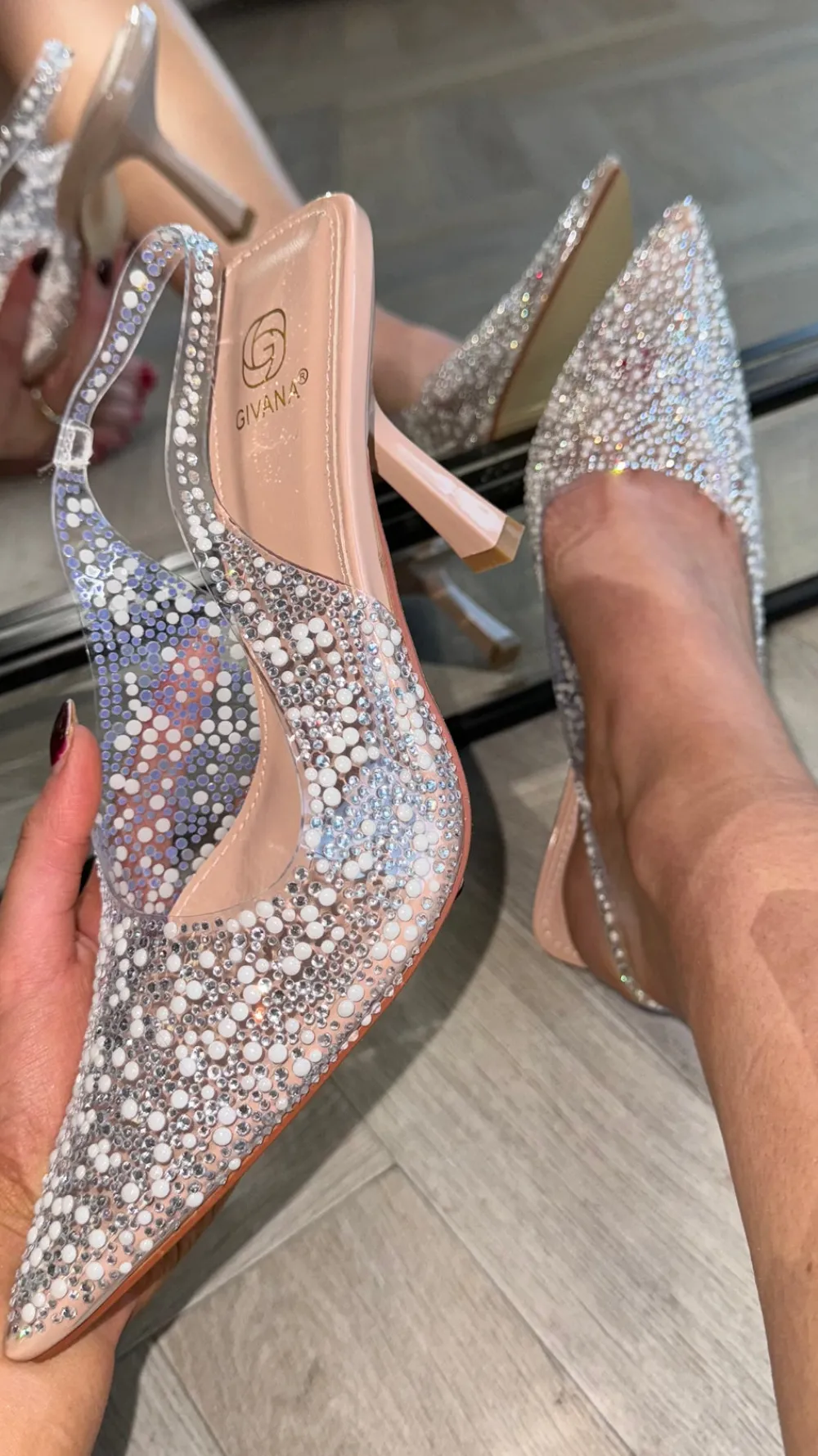 christie_beige_diamante_a_1.webp SAS ACTIV GIVANA Heels^Christie Beige Diamante & Pearl Embellished Slingback Stilettos