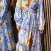 ELENZA Going Out Dresses | Midi Dresses^Christine Blue Floral Printed Cut Out Detail Midi Dress